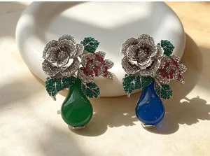 Élégant ensemble de broches vase pivoine strass, accessoires de revers fleur cristal.