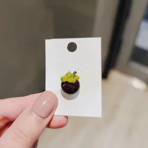 Enamel mangosteen fruit brooch mini badge cute collar pin anti-glare shawl pin jewelry accessory