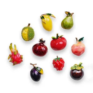 Cute fruit enamel brooch set, lovely mini cartoon metal pins for clothes, bags, and shawls.