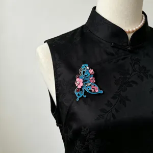 Broche papillon émaillée style chinois épingle pour Qipao Hanfu accessoire de vêtement traditionnel