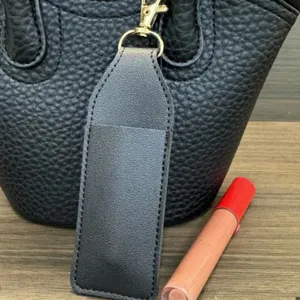 PU leather lipstick holder keychain portable mini perfume storage bag stylish bag charm