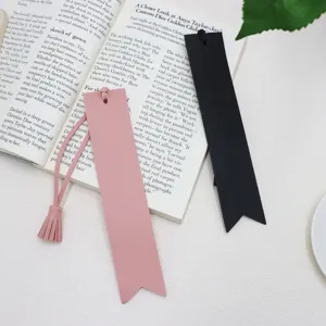 PU leather bookmarks with tassels, elegant page markers for books and notebooks, stylish stationery.