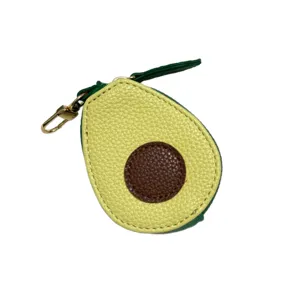 Cute Avocado PU Coin Purse with Metal Clasp and Zippered Pocket for Daily Portable Storage