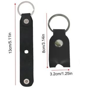 PU leather drum key case holder with metal ring and snap button for tuning wrench tools