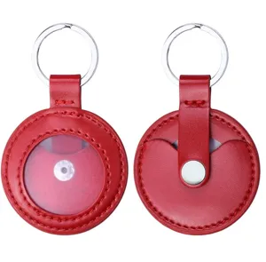Rote PU Leder Münzhalter Schlüsselanhänger Schutzhülle für 38mm Challenge Münzen Medaillen.