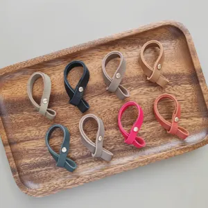 PU leather bag strap connector keychain loop multi-color hardware snap button accessories DIY part