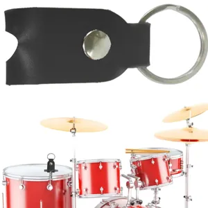 Portable black PU leather drum key holder keychain protective case for percussion instruments