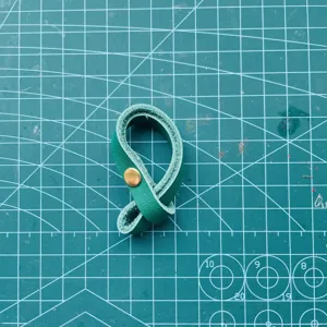 PU leather bag connection buckle strap snap button DIY keychain accessory replacement part green