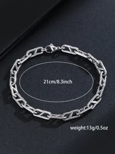 Bracciale da uomo in acciaio inossidabile design geometrico semplice regalo 21cm