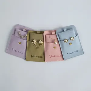 Velvet jewelry pouch snap button ring storage bag colorful custom packaging gift case