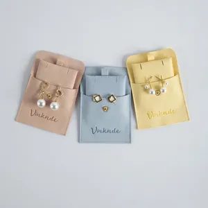 Velvet jewelry pouches with snap buttons, portable storage bags for rings and earrings set of 3.