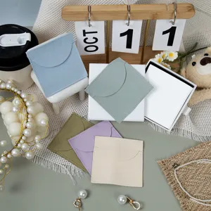 Multicolor velvet jewelry packaging envelopes with gift boxes for retail and custom wholesale.