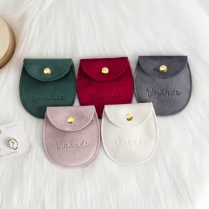 Samt Schmucktasche mit Druckknopf, kleine tragbare Geschenktasche fuer Accessoires und Ringe.