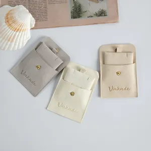 Velvet jewelry pouch with snap button ring storage velvet bag portable display case