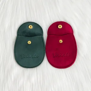 Ovale Samt Schmucktasche mit Druckknopf, weiche tragbare Geschenktasche für kleine Accessoires.