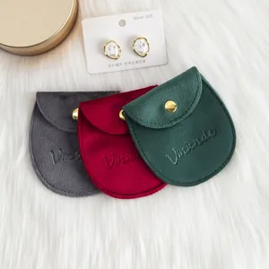 Samt Schmucktasche mit Goldknopf, kleine weiche Aufbewahrungstasche fur Ringe und Ohrringe.