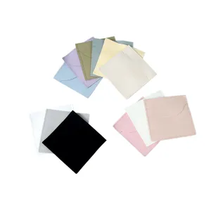 Colorful velvet jewelry pouches set, envelope style flip cover small bags for accessories.