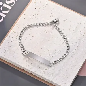 Edler Edelstahl ID Platten Armband, minimalistische Panzerkette Silberschmuck für Alltag.