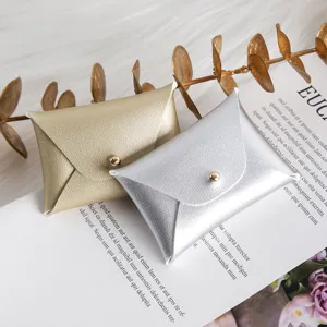 Set mini borsetta portaoggetti in ecopelle PU, portamonete oro e argento con chiusura a clip.