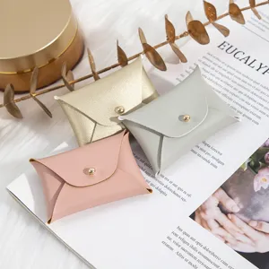 Busta in pelle PU astuccio piccolo per gioielli borsa portaoggetti con bottone