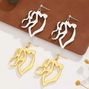 Stylish K-pop style irregular metal stud earrings, available in gold and silver, unique chic design.
