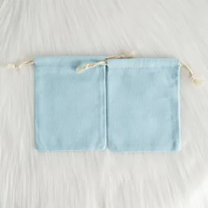 Hellblaue Baumwoll Kordeltasche Schmuck Aufbewahrungsbeutel für kleine Geschenktüten Set