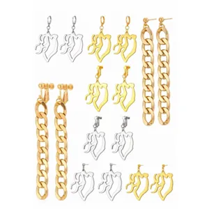 K-pop Demon Hunter Style Irregular Silhouette Tassel Earrings For Women Gold Silver Electroplated Zinc Alloy Stud Earrings Clip-on Ear Jewelry