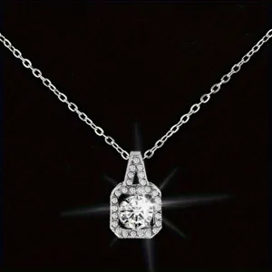 Squisita collana con ciondolo quadrato con strass scintillanti gioielli da donna