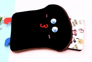 Toast iPad tablet sleeve 11 inch cute black plush inner bag soft laptop pouch case detail view
