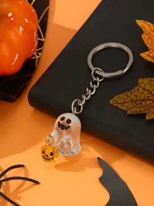 Halloween cute ghost keychain luminous pendant bag charm spooky holiday accessory gift.