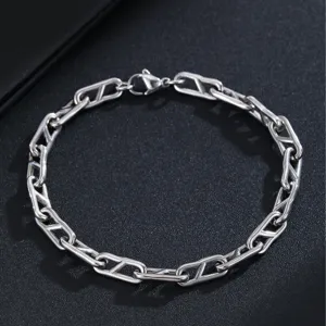 Bracciale a Catena Geometrica in Metallo Minimalista per Uomo Donna Unisex Catena ad Ancora Galvanizzata Gioielli da Mano di Lusso Accessori