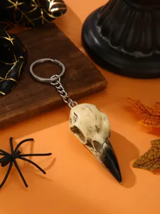Halloween bird skull keychain gothic skeleton pendant bag charm spooky accessory unisex gift