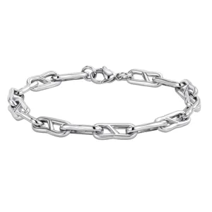 Bracciale catena in argento da uomo, elegante design maglia ancora, gioiello regalo quotidiano.