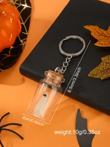Halloween glowing ghost in a bottle keychain detail view showing size and weight specs