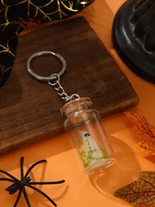 Halloween glowing ghost keychain glass bottle drift bottle bag pendant cute spooky accessory