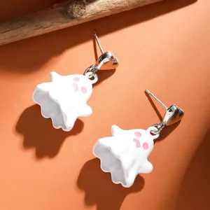 Orecchini pendenti a fantasma 3D carini di Halloween con cuore, in lega metallica.