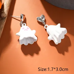 Halloween carino fantasma orecchini in lega forma di cuore pendente gioielli regalo