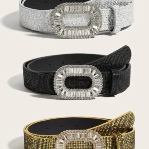 Women's sparkly rhinestone belt wide glitter waist accessory for dresses and winter coats detail