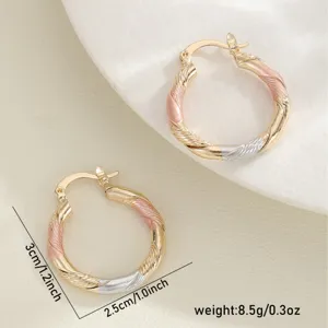 Driekleurige getwiste oorbellen voor vrouwen, stijlvolle geometrische sieraden 3cm