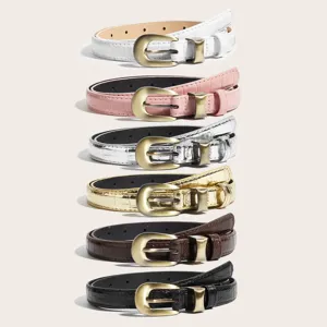 Donna cintura sottile motivo coccodrillo fibbia ad ardiglione vintage elegante per jeans