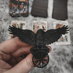 Gothic Viking Black Raven Hair Clip Nordic Style Retro Rune Hairpin Fashion Hair Accessory
