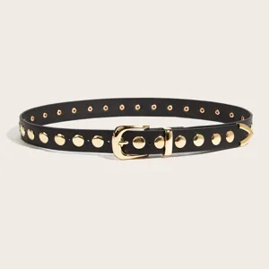Cintura in Ecopelle con Borchie Stile Punk Heavy Metal Cinturino in Vita Decorativo per Jeans con Fibbia ad Ardiglione