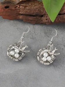 Retro Schwalbe Vogelnest Perle Ohrringe, elegante ethnische Stil Wald Schmuck Geschenke Damen