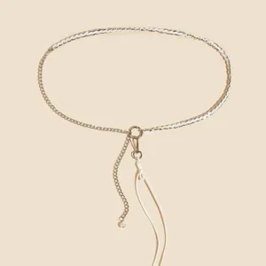 Elegant women waist chain metal interweave white leather belt stylish dress accessory