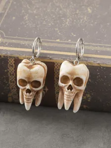 Gothic skull tooth drop earrings punk dark style jewelry Halloween gift unique design
