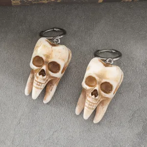 Gothic Halloween Skull Tooth Earrings Punk Dark Style Handmade Cool Jewelry Accessory