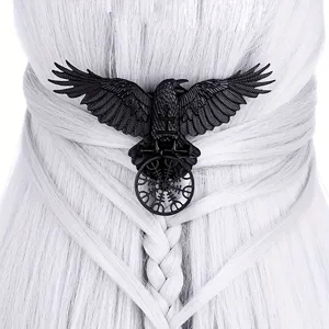 Gothic Viking Black Raven Hair Clip Nordic Retro Hair Barrette Geometric Hair Styling Accessory