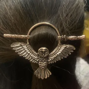 Retro gufo fermaglio per capelli in metallo vintage vichingo bastoncino elegante accessorio donna