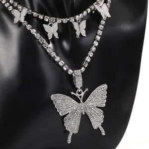 Collar de gargantilla de mariposa con diamantes de imitación, estilo punk europeo y americano.
