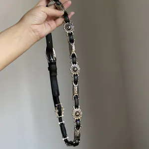 Vintage Imitatieleer Taillengürtel Gekerfde Metalen Ketting Taille Link Riem Gothic Punk Jeans Accessoires Ster Strik Riem Voor Vrouwen